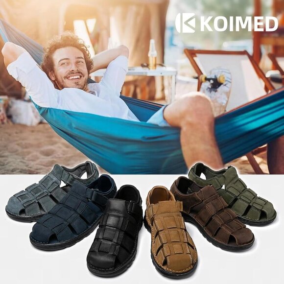 〽️Men\'s Hiking Sandals Coffee Leather Athletic Casual Outdoor Sports Shoes